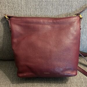 Fossil Burgundy Leather Crossbody Bag
